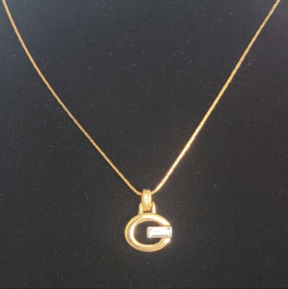 Givenchy Vintage Crystal G Pendant Necklace - Picture 2 of 6